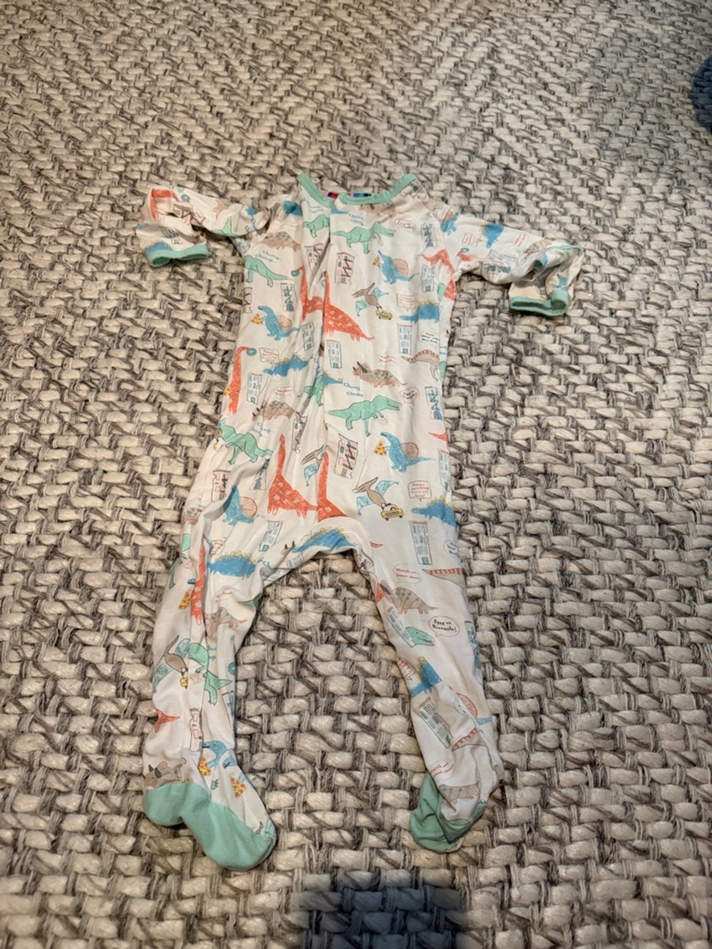 Magnetic Me Dino Footed One-Piece with Mint, Orange, Blue, Green 6-9 Months Moda